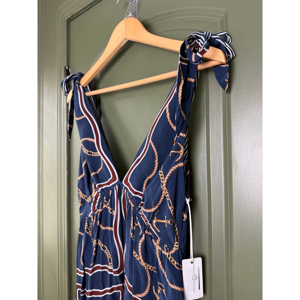 NWT Saylor Belinda Nautical Status Print Midi Dress Deep Navy Resort Small - Picture 3 of 5